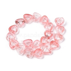 チェリークォーツガラスビーズ連売り  中空の心  10x10x3~4mm  穴：1mm  約20個/連  7.48インチ（19cm）&nbsp;G-N342-95
