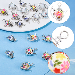 24pcs4スタイルチベットスタイルアロイペンダント  ティーポットチャーム  ガラスやアクリルで  アンティークシルバー  ミックスカラー  21.5~26.5x19~23.5x8.5~10.5mm  穴：3~4mm  6個/スタイル&nbsp;FIND-SC0023-39