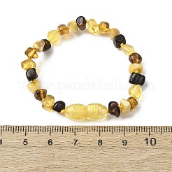 赤ちゃん用天然琥珀ビーズストレッチブレスレット  ナゲット  プラスチッククラスプ付  5.39インチ（13.7cm）&nbsp;BJEW-D462-04