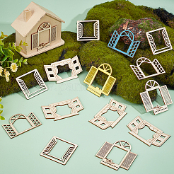 20Pcs 4 Styles Window Unfinished Wooden&nbsp;WOOD-OC0004-09