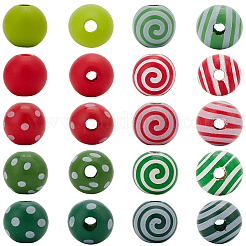 100Pcs 10 Styles Dyed Natural Wooden Beads&nbsp;WOOD-PA0001-34