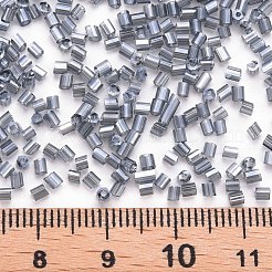 ガラス竹ビーズ  透明色光沢  スレートブルー  2.5~3x2mm  穴：0.9mm  約15000個/ポンド&nbsp;SEED-S032-11A-112
