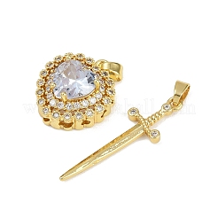 Brass Micro Pave Clear Cubic Zirconia Pendants Sets&nbsp;KK-R226-08G-03