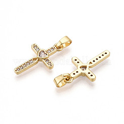 Brass Micro Pave Cubic Zirconia Pendants&nbsp;KK-T070-77G