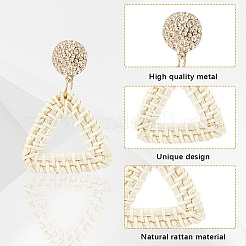 4 Pairs 4 Styles Rattan Dangle Stud Earrings&nbsp;EJEW-SP0001-16A