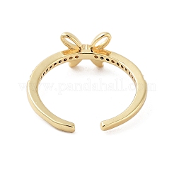 Rack Plating Brass Micro Pave Cubic Zirconia Open Cuff Rings&nbsp;RJEW-M168-02G