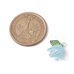 フローラの葉とユリの花のチャーム  真鍮のループを有します  銀  13x13x11mm  穴：2mm&nbsp;PALLOY-JF02541-02
