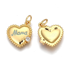 Brass Micro Pave Clear Cubic Zirconia Charms&nbsp;ZIRC-B002-36G-C
