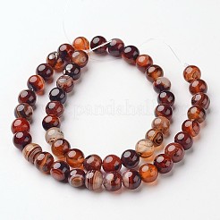 天然石縞瑪瑙/バンデットアゲートビーズ連売り  ラウンド  染め＆加熱  8mm  穴：1mm  約48個/連  14.1インチ&nbsp;G-D845-05-8mm