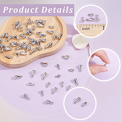 80個2スタイル真鍮チャーム  アジャスターチェーンドロップ  ティアドロップ  プラチナメッキ  6~8x3~4mm  穴：1mm  40個/スタイル&nbsp;KK-BBC0026-17P