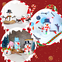 クリスマス雪だるまDIYキット  プラスチック製のシルクハットや工芸品の鼻を含む  樹脂製の雪だるまの手と人形の鼻とボタン  ミックスカラー  53x17mm&nbsp;DIY-SP0006-32