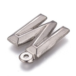 変色しない304ステンレススチールペンダント  アルファベット  文字.m  16x11x2mm  穴：1mm&nbsp;X-STAS-H119-01P-M