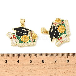 Graduation Season Brass Enamel Pendants&nbsp;KK-CBAF2EC-03G-C05