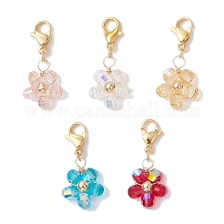 Transparent Glass Flower Pendant Decorations&nbsp;HJEW-JM03728