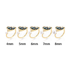 Butterfly Brass Micro Pave Clear Cubic Zirconia & Abalone Shell Cuff Rings Setting&nbsp;KK-T079-32G