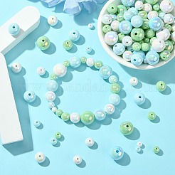 250g UVメッキレインボー虹色不透明アクリルビーズ  模造ゼリー  混合サイズ  ラウンド  ミックスカラー  6~16mm  穴：1.8~3mm  約320個/250g&nbsp;PACR-CJ0001-38D