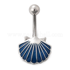 Alloy Enamel Shell Shaped Curved Barbell Belly Rings&nbsp;AJEW-R007-02P