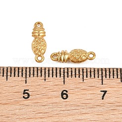 304ステンレススチールコネクタチャーム  パイナップルリンク  イオンプレーティング（ip）  長持ちメッキ  18KGP本金メッキ  12x4x3.5mm  穴：1mm&nbsp;SA-CBA302A-06G