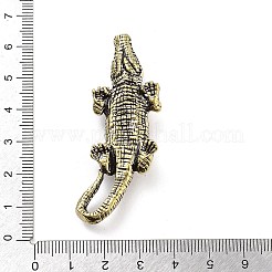 真鍮製のワニの置物、家のデスクトップの風水の装飾用の彫像  アンティークブロンズ  61x23x8mm&nbsp;KK-A216-12AB
