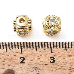 真鍮製マイクロパヴェキュービックジルコニアビーズ  キューブ  18KGP本金メッキ  6x6x6mm  穴：1.6mm&nbsp;KK-A189-15G