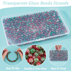 3 Strands Two-Tone Crackle Baking Paint Transparent Glass Beads Strands&nbsp;CCG-SP0001-01A