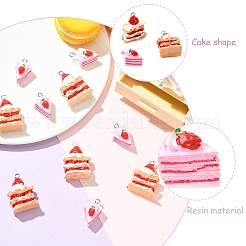 10個2スタイル不透明樹脂ペンダント  ケーキチャーム  プラチナメッキ鉄ループ付き  模造食品  ミックスカラー  19.5~29x13.5~20x11~13mm  穴：1.8~2mm  5個/スタイル&nbsp;CRES-YW0001-47