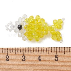 ABカラーメッキガラスチャーム  魚のチャーム  シードビーズで  多面カット  きいろ  35.5x17x7.5mm  穴：2mm&nbsp;PALLOY-MZ01330-01