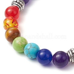 Chakra Theme Natural & Synthetic Mixed Gemstone Beaded Stretch Bracelets&nbsp;BJEW-JB11281