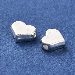 合金ビーズ  長持ちメッキ  ハート  銀  6x6.5x2.5mm  穴：1.2mm&nbsp;PALLOY-A006-08S