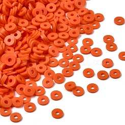 手作り樹脂粘土ビーズ  ディスク/フラットラウンド  ヒシビーズ  オレンジ  6x1mm  穴：2mm  約23500個/1000g&nbsp;CLAY-XCP0001-32