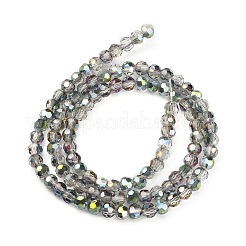 電気メッキガラスビーズセット  半分メッキ  ファセット（32ファセット）ラウンド  グリーン  3mm  穴：1mm  約100個/連  11.5インチ&nbsp;EGLA-D021-15