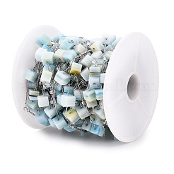 Handmade Cube Lampwork & Seed Bead Chains&nbsp;CHS-T006-10P