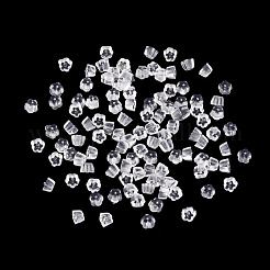 プラスチック製ピアスキャッチ50g  ピアスバックキャッチ  花  透明  4x2.5mm  穴：0.7mm&nbsp;FIND-TADJ0001-29