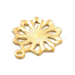 ラックメッキ真鍮チャーム  長持ちメッキ  花のチャーム  ゴールドカラー  18x14.5x1mm  穴：1.2mm&nbsp;KK-E067-19G