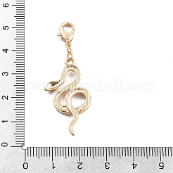 合金のラインストーンのペンダントの装飾  カニカンチャーム装飾品  ヘビ  49.5mm&nbsp;HJEW-P021-01H-G