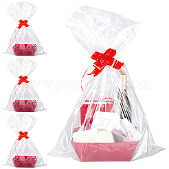 厚紙ギフトバスケットキット  プラスチックかごバッグとプルリボン付き  レッド  25.2x18.3x8.15cm&nbsp;CON-WH20013-01A-07