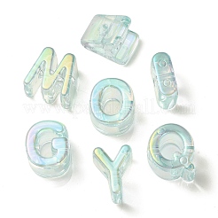 UVメッキレインボー虹色アクリルビーズ  ランダムな混合文字  淡いターコイズ  20~21x14~20.5x8.5~20.5mm  穴：3.5mm  約90~100個/袋&nbsp;OACR-C012-02H-1