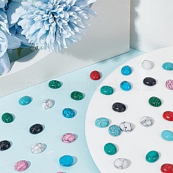 80Pcs 10 Styles Natural Howlite & Synthetic Turquoise & Synthetic Malachite Cabochons&nbsp;G-AR0006-05