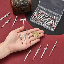 32個16スタイルアロイエナメルペンダント  混合図形  アンティークシルバー  30.5~69x8~25.5x2.5~5.5mm  穴：1.5~3.5mm  2個/スタイル&nbsp;ENAM-CJ0007-30