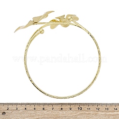 女性用フラワー合金アームカフバングル  ラインストーン付き  ゴールドカラー  内径：3-1/4インチ（8.15cm）&nbsp;LS-AJEW-A063-01A-G
