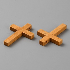 宗教木のペンダント  木製クロスチャーム  ペルー  40x30x5mm  穴：2mm&nbsp;WOOD-WH0105-21