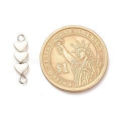 合金コネクタチャーム  20x6x3つの心  銀  1.8mm  穴：[1]mm&nbsp;PALLOY-JF01512-02