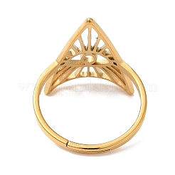 Ion Plating(IP) 304 Stainless Steel Triangle with Horse Eye Adjustable Ring for Women&nbsp;RJEW-M149-10G