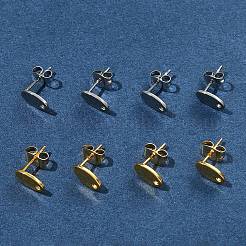 16個 2色 201ステンレススチールスタッドピアス金具 穴付き  304ステンレス鋼のピンとイヤーナット  オーバル  24KGP本金メッキ＆ステンレススチールカラー  9x5mm  穴：1.2mm  ピン：0.8mm  8個/カラー&nbsp;EJEW-FS0001-19
