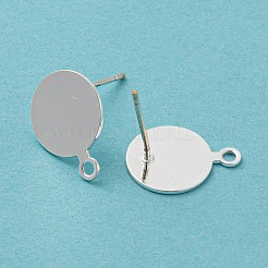 真鍮製スタッドピアスパーツ  シルバーピン925本付き  長持ちメッキ  カドミウムフリー＆鉛フリー  銀  13.5x10mm  穴：1.4mm  ピン：0.6mm&nbsp;FIND-R144-12S