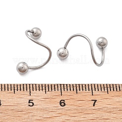 304ステンレススチール製スパイラル軟骨ピアス  ステンレス鋼色  ラウンド  17.5x110mm  ヘッド：4mm&nbsp;AJEW-A062-04P-01