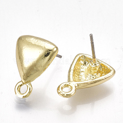 合金製スタッドピアスパーツ  スチールピンと  カン付き  三角形  ライトゴールド  14.5x10.5mm  穴：2mm  ピン：0.7mm&nbsp;PALLOY-T065-07
