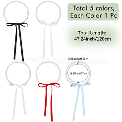 5Pcs 5 Colors ABS Plastic Pearl Round Beaded with Polyester Cord Pendant Necklaces for Women&nbsp;NJEW-CY0001-03