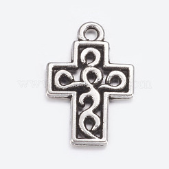 合金のチベット風チャーム  鉛フリー＆カドミウムフリー  クロス  アンティークシルバー  18x12x2mm  穴：1mm&nbsp;LS-EA0111Y