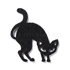羊毛フェルトの猫のパーティーの飾り.  ハロウィーンをテーマにしたディスプレイ装飾  飾り木用  バナー  ガーランド  ブラック  60x53x2mm&nbsp;AJEW-P101-05A